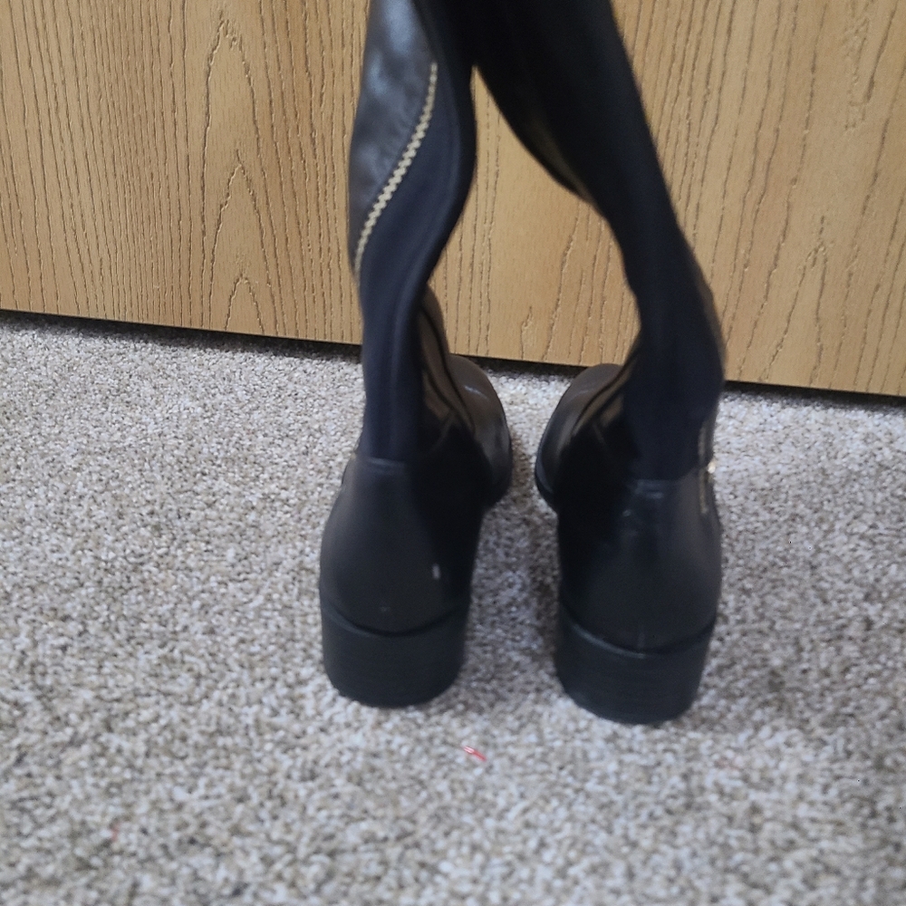 Calvin Klein Gladys Over The Knee Leather Stretch Panel Zipper Riding Boots - Picture 5 of 6